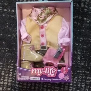 18" Doll Clothes Camping Fashion Set - Pink and Yellow .. Fits 18" Doll